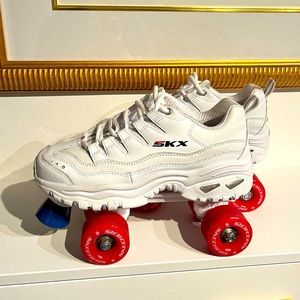 White Skechers Energy 4 Wheelers Skates
